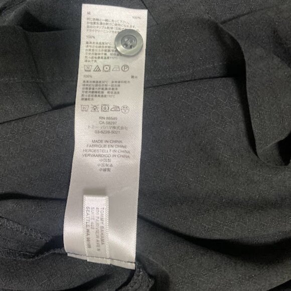 TOMMY BAHAMA Black 100% Silk Textured Hawaiian Short Sleeve Casual Button Up L - Picture 7 of 8